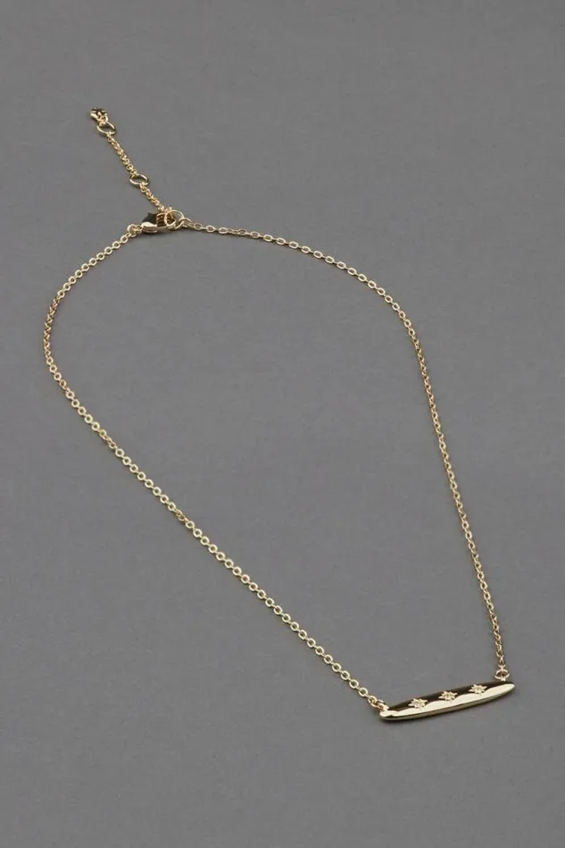 Lucky Brand Pave Detail Bar Necklace Gold Women Jewelry