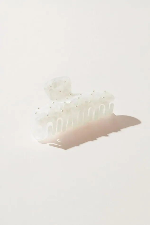 Lucky Brand Pearl Quilted Claw Clip White Women Hair Accessories