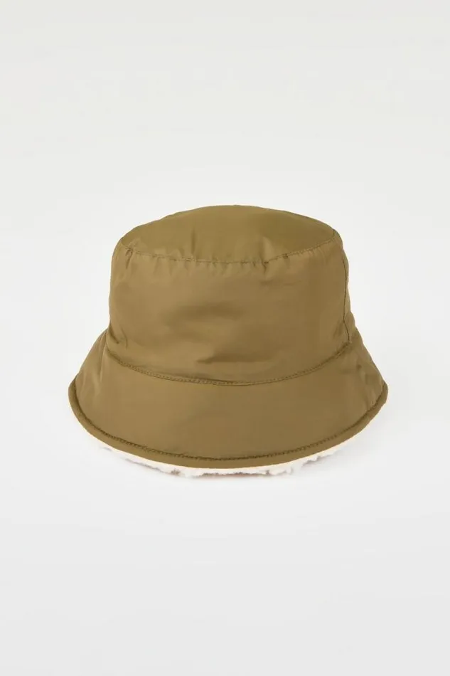 Lucky Brand Reversible Nylonteddy Bucket Hat Dark Green Women Hats