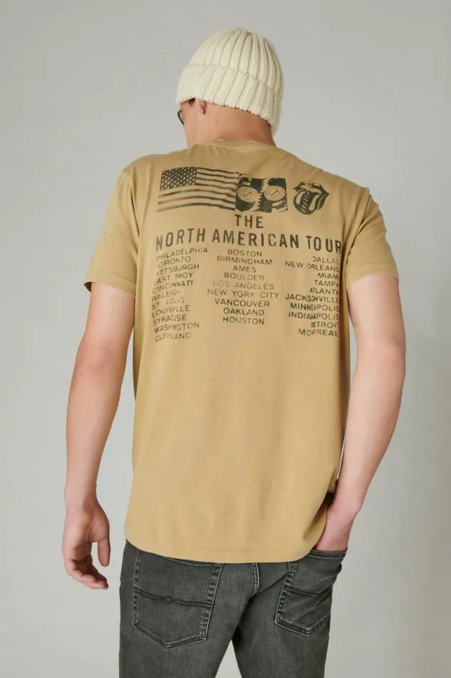 Lucky Brand Rolling Stones Tongue Logo Tee Twill Men Graphic Tees