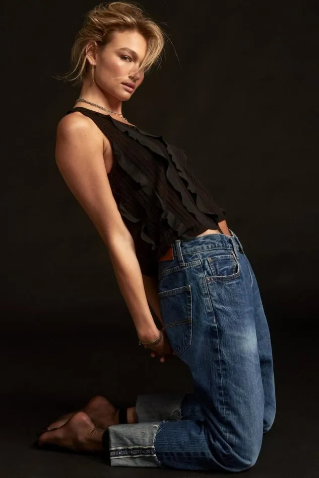 Lucky Brand Ruffle Sweater Tank Black Women All Tops