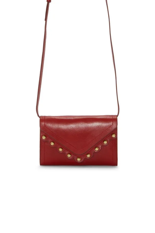 Lucky Brand Ruth Scalloped Crossbody Bag Dark Red Women Handbags