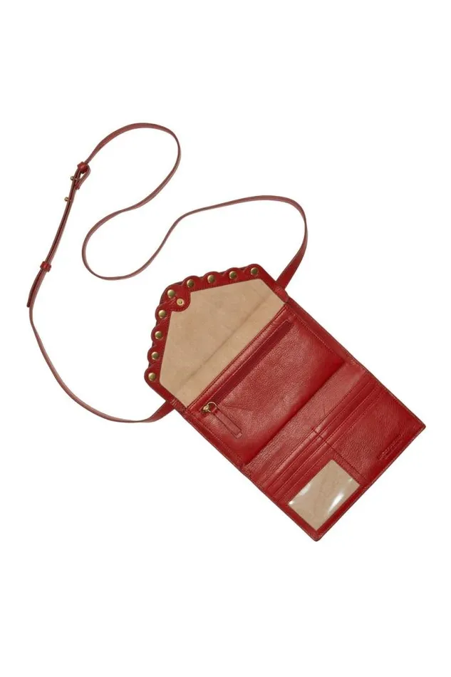 Lucky Brand Ruth Scalloped Crossbody Bag Dark Red Women Handbags
