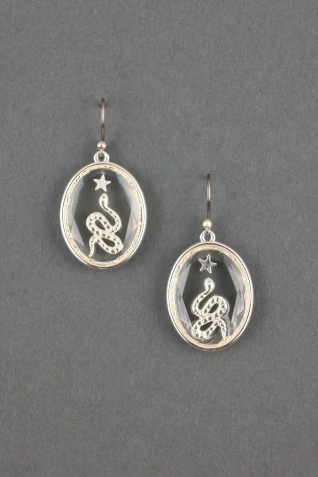 Lucky Brand Snake Inlay Glass Earring Silver Women Jewelry
