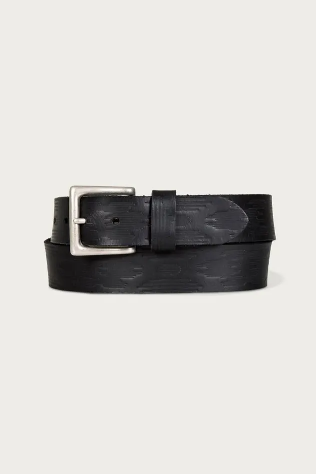 Lucky Brand Southwest Embossed Leather Belt Black Men Belts