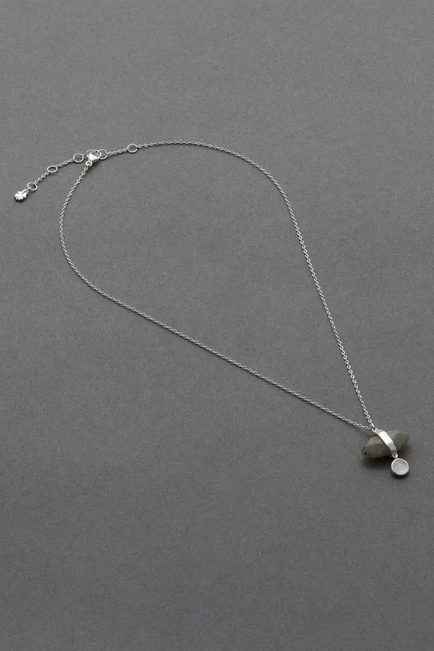 Lucky Brand Sterling Sil Stone Charm Neck Silver Women Jewelry
