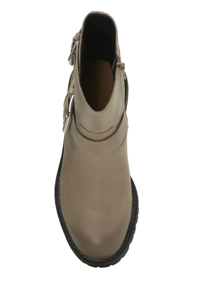 Lucky Brand Taini Biker Boot Medium Light Grey Women Shoes