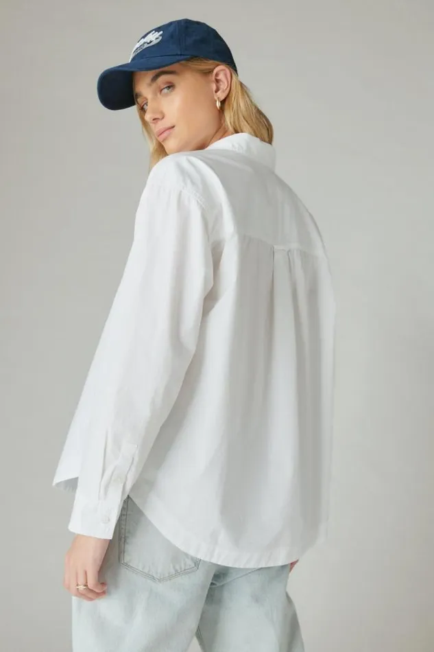 Lucky Brand The Oversized Poplin Button Down Bright White Women Blouses