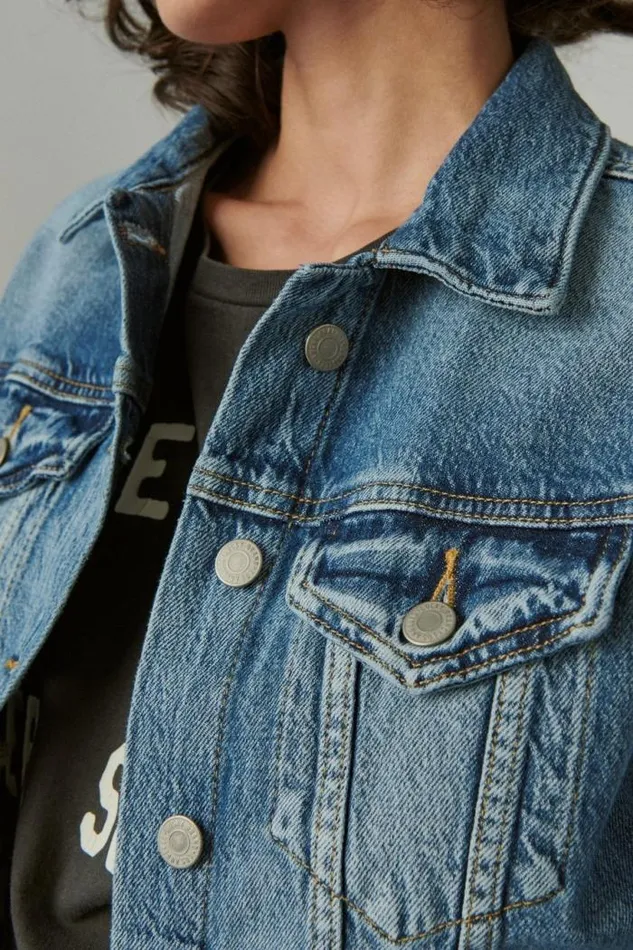Lucky Brand Tomboy Denim Trucker Jacket Density Women Jackets and Outerwear