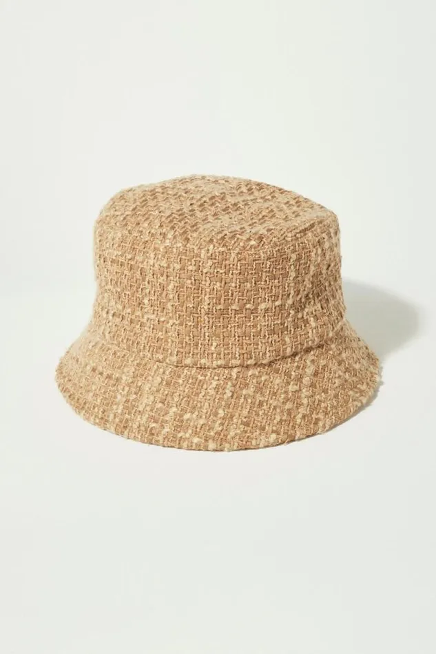Lucky Brand Tweed Bucket Hat Medium Beige Women Hats