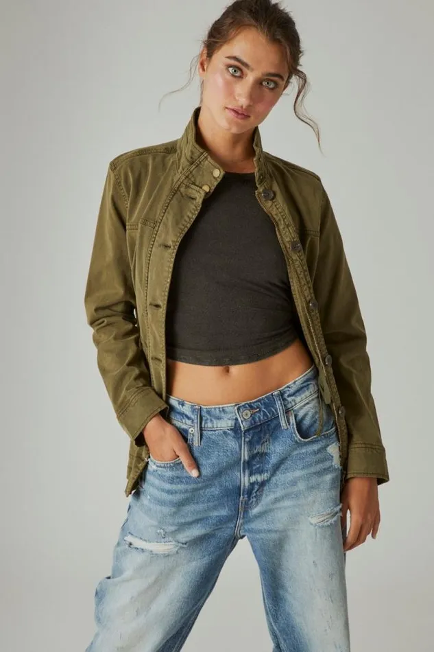 Lucky Brand Utility Jacket Olive Night Women Jackets and Outerwear