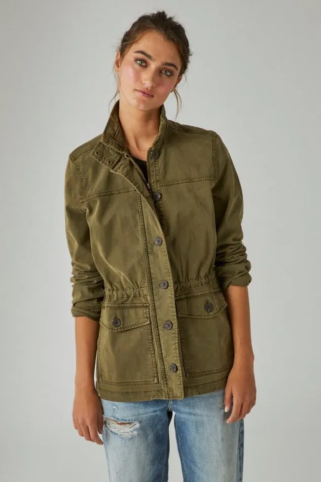 Lucky Brand Utility Jacket Olive Night Women Jackets and Outerwear