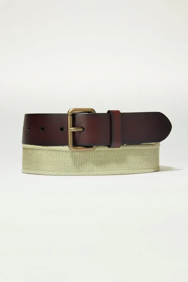 Lucky Brand Washed Webbed Belt Dusty Olive Men Belts