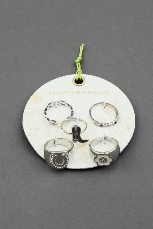 Lucky Brand Western Ring Set Silver Women Jewelry