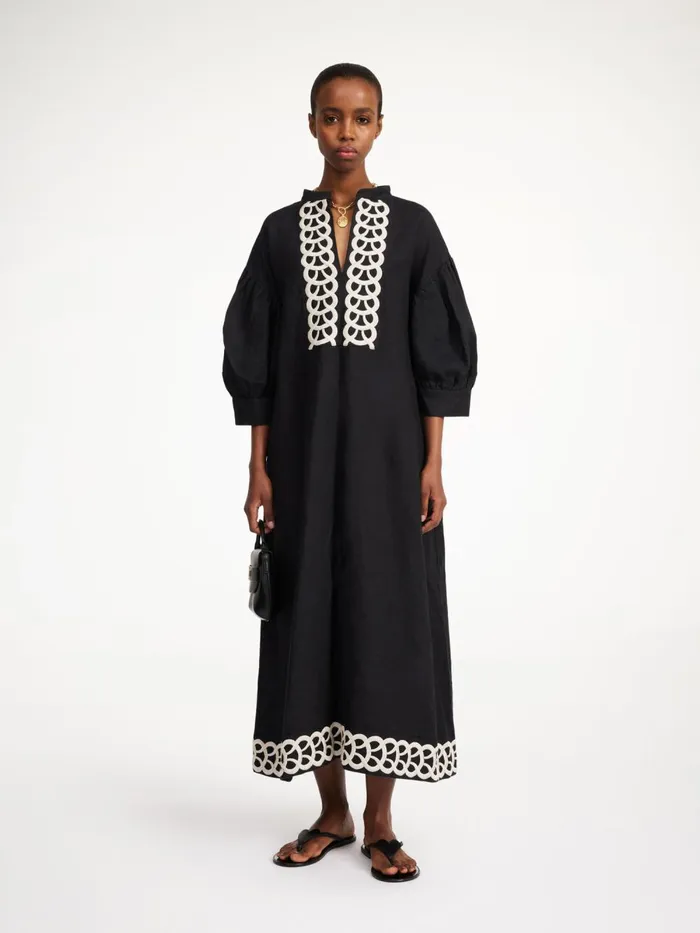 Lydea Linen Maxi Dress Black Women By Malene Birger Dresses