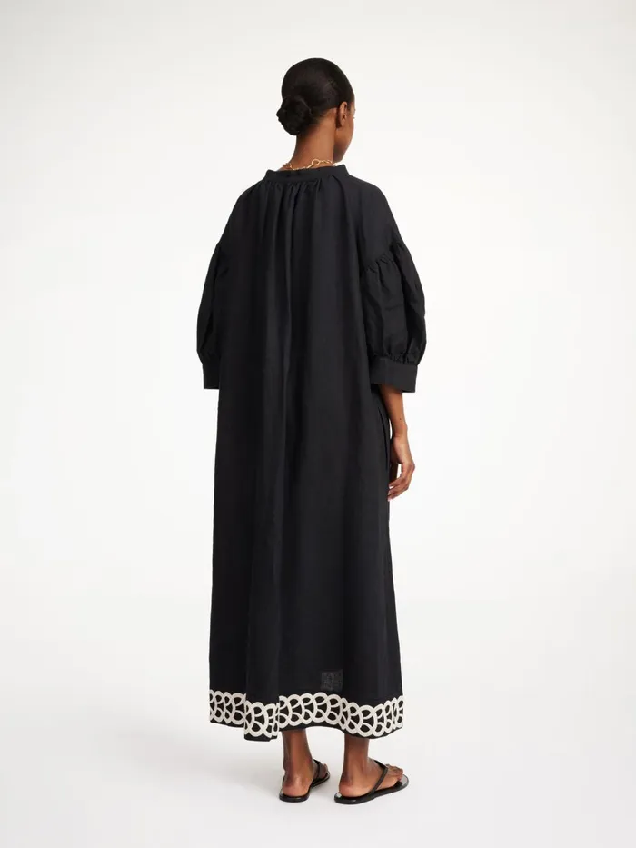 Lydea Linen Maxi Dress Black Women By Malene Birger Dresses