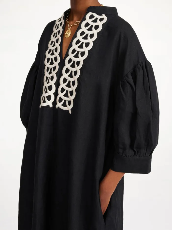 Lydea Linen Maxi Dress Black Women By Malene Birger Dresses