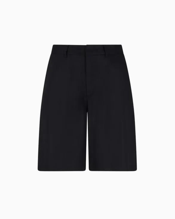 Lyocell Bermuda Shorts Black Men Armani Trousers And Shorts