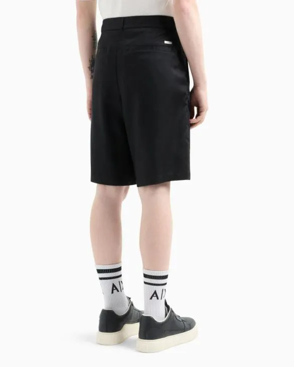 Lyocell Bermuda Shorts Black Men Armani Trousers And Shorts Lyocell Bermuda Shorts Black Men Armani Trousers And Shorts