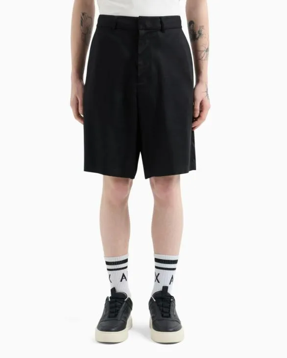Lyocell Bermuda Shorts Black Men Armani Trousers And Shorts Lyocell Bermuda Shorts Black Men Armani Trousers And Shorts