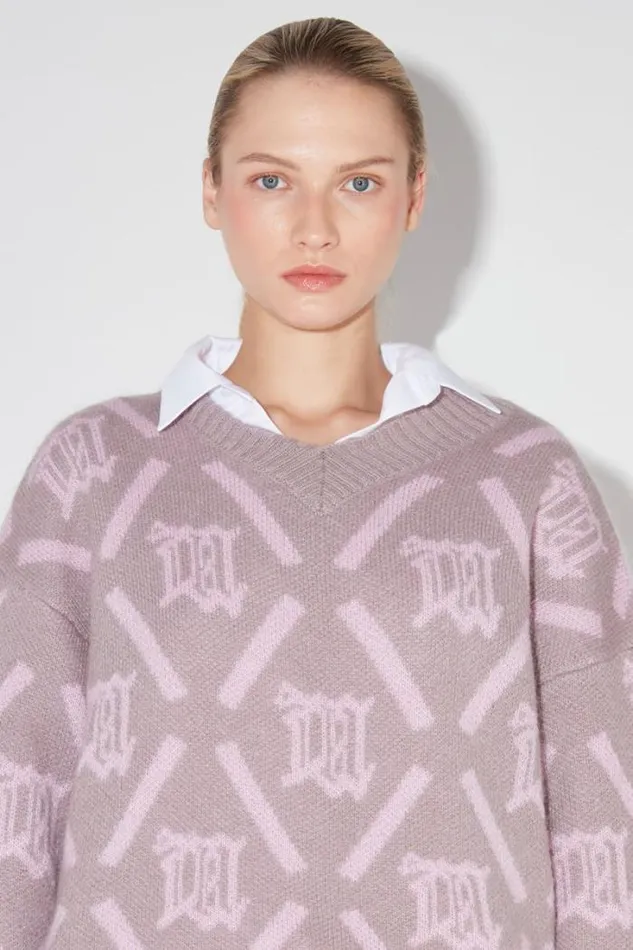 M Argyle Knit Smokey Pink Women MISBHV Knitwear