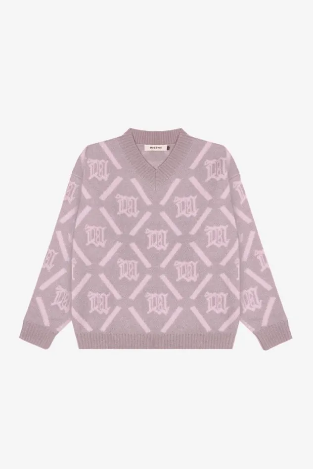 M Argyle Knit Smokey Pink Women MISBHV Knitwear