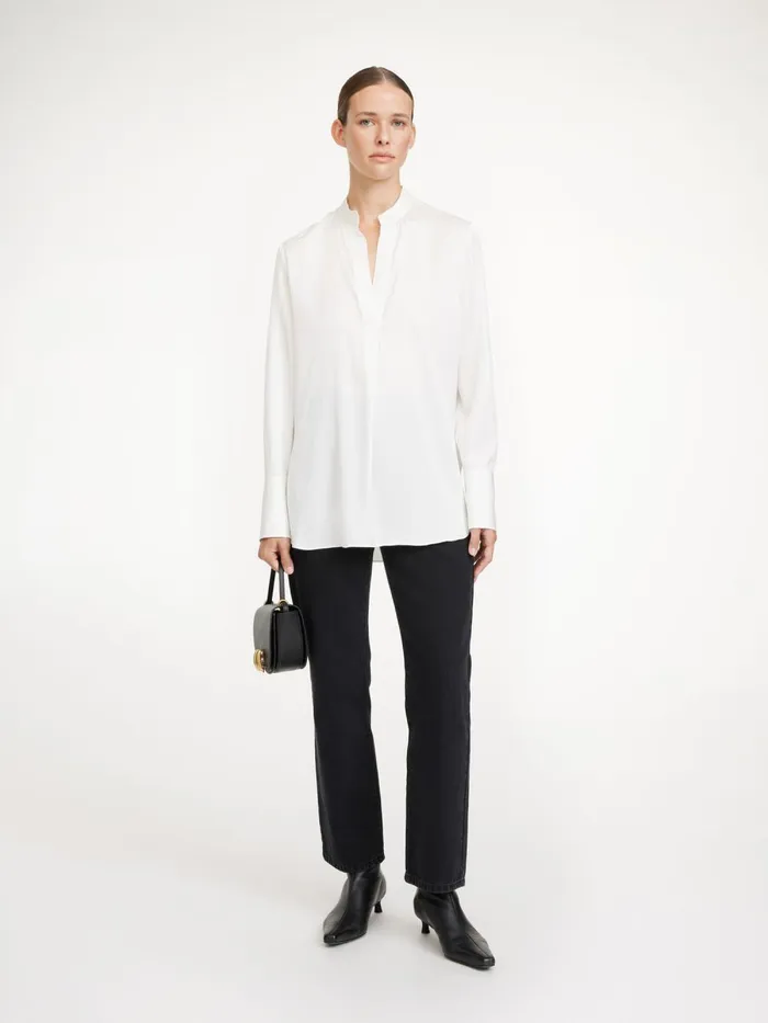 Mabillon Silk Shirt Soft White Women By Malene Birger Tops and Blouses