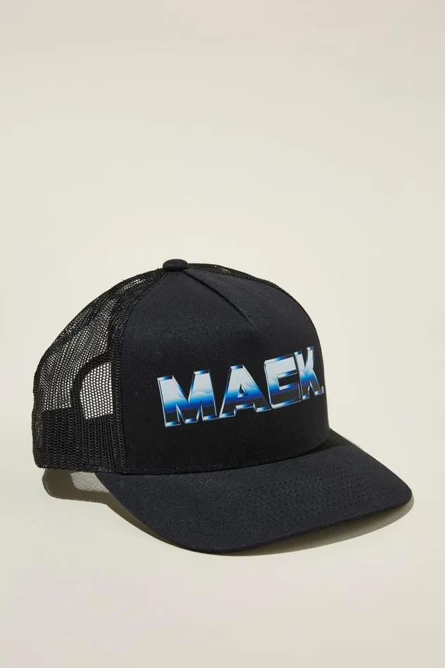 Mack Trucks Trucker Hat Lcn Mac Washed Black Chrome Logo Men Cotton On Hats