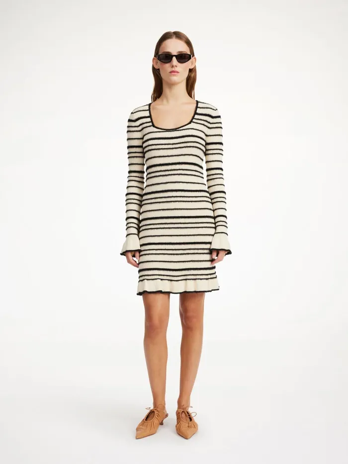 Mailey Midi Dress Black Stripe Women By Malene Birger Knitwear