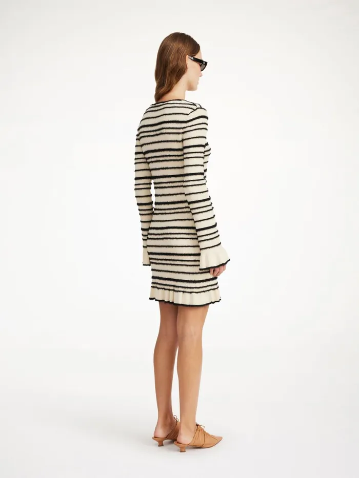 Mailey Midi Dress Black Stripe Women By Malene Birger Knitwear