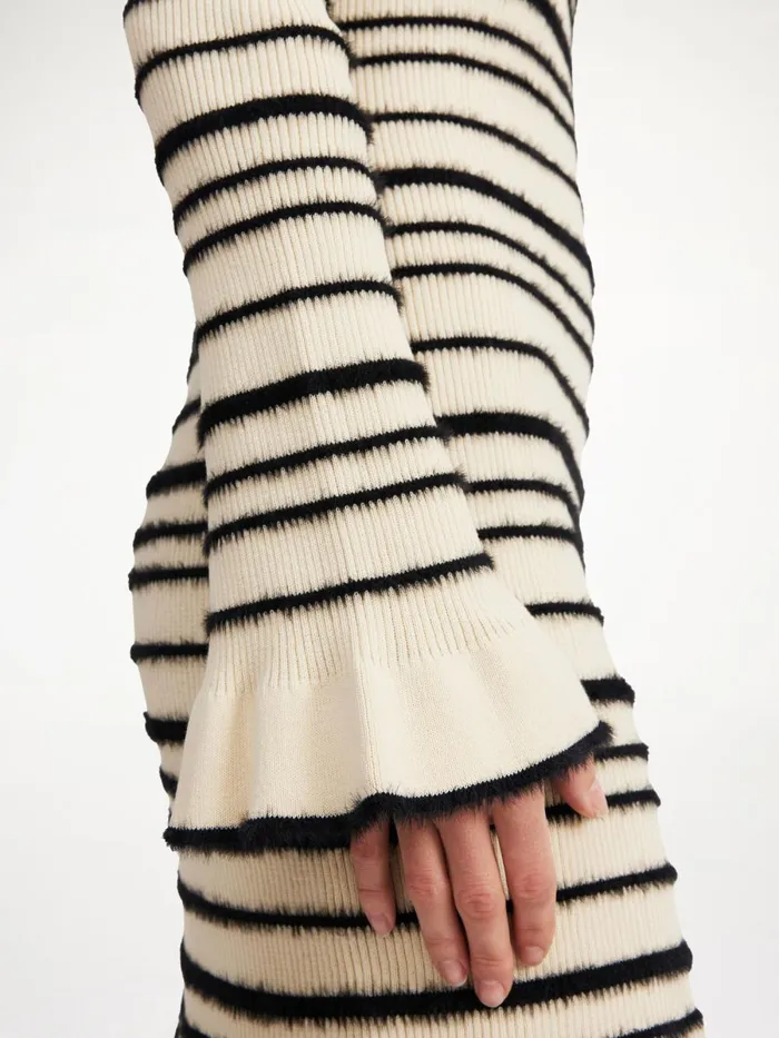 Mailey Midi Dress Black Stripe Women By Malene Birger Knitwear