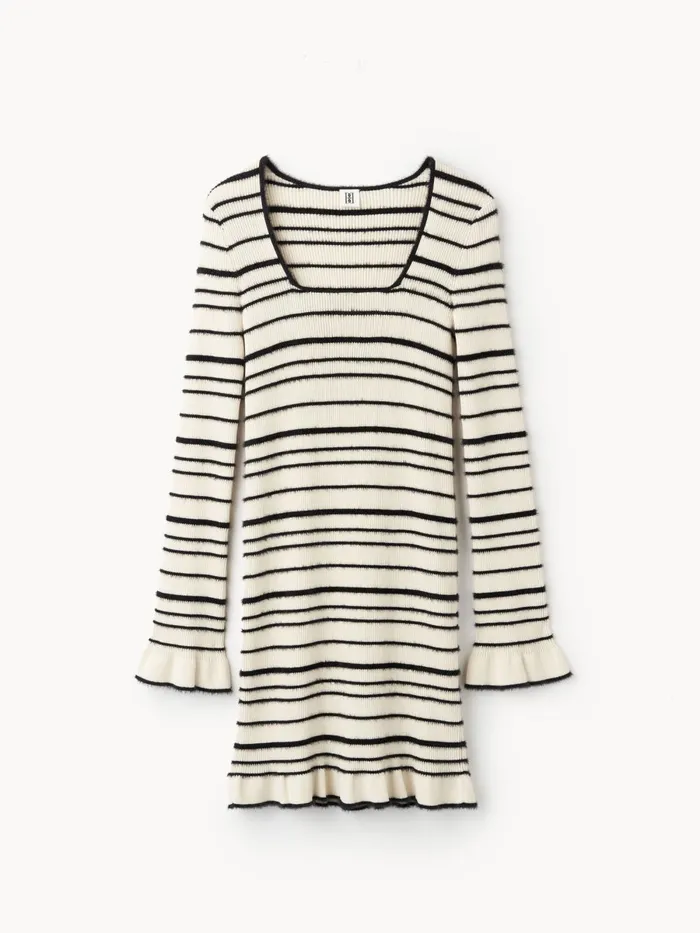 Mailey Midi Dress Black Stripe Women By Malene Birger Knitwear