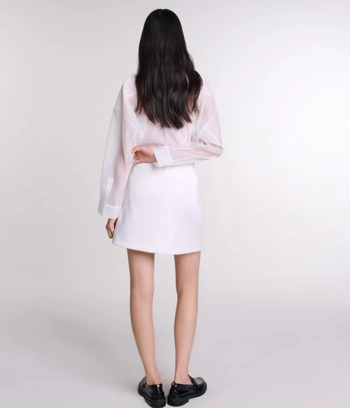 Maje Beaded Satin Floral Skirt Women Skirts and Shorts