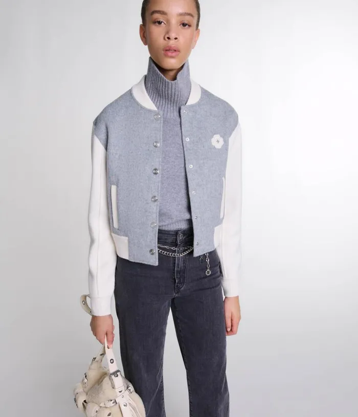 Maje Clover Embroidery Bomber Women Sweaters and Cardigans