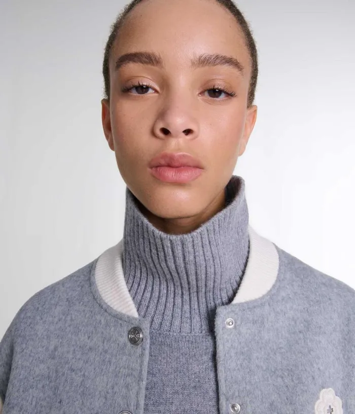 Maje Clover Embroidery Bomber Women Sweaters and Cardigans