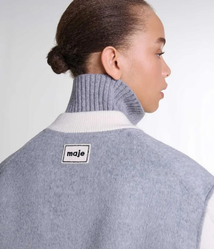 Maje Clover Embroidery Bomber Women Sweaters and Cardigans