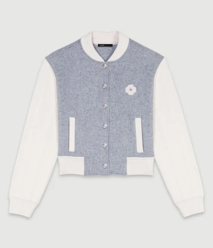 Maje Clover Embroidery Bomber Women Sweaters and Cardigans
