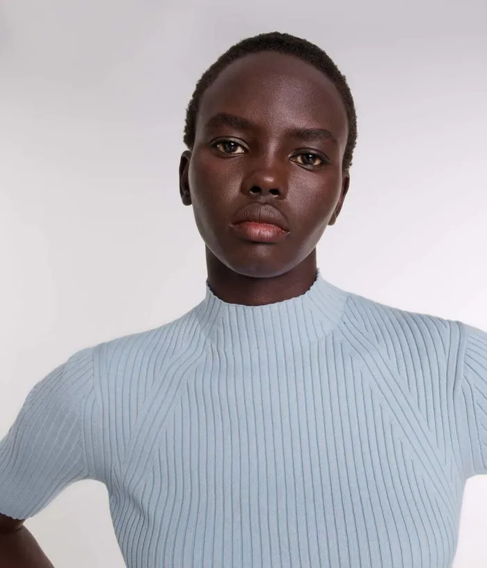 Maje Cotton And Silk Ribbed Top Women Sweaters and Cardigans