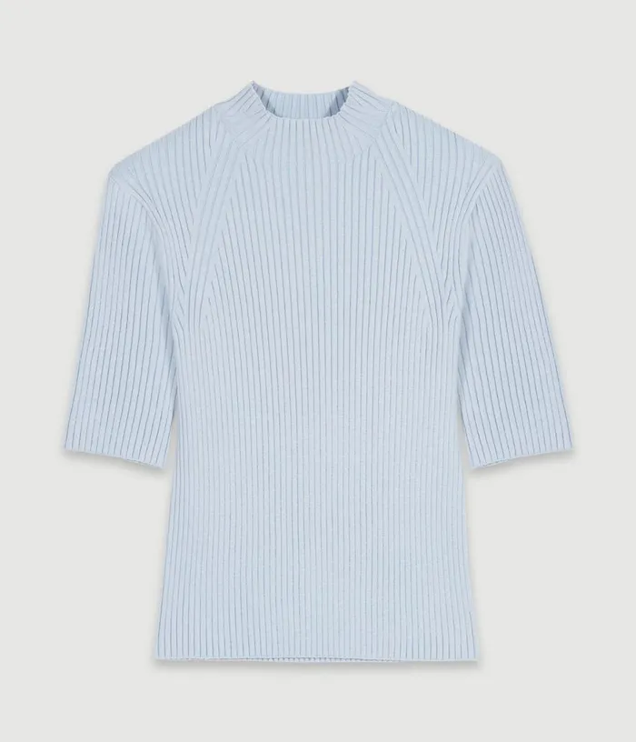 Maje Cotton And Silk Ribbed Top Women Sweaters and Cardigans