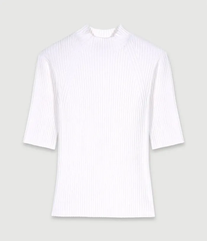 Maje Cotton And Silk Ribbed Top Women Sweaters and Cardigans