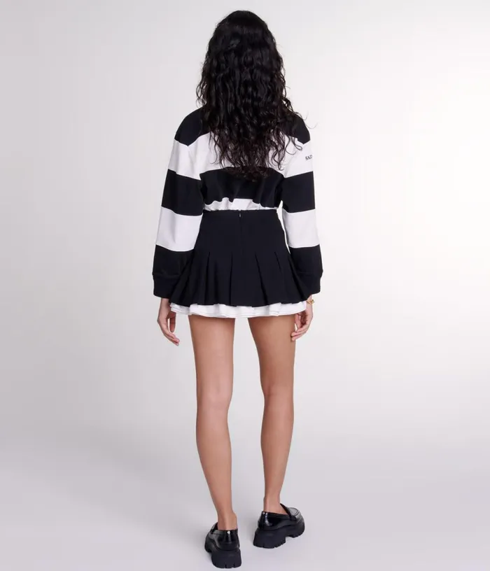 Maje Dualmaterial Pleated Skort Women Skirts and Shorts