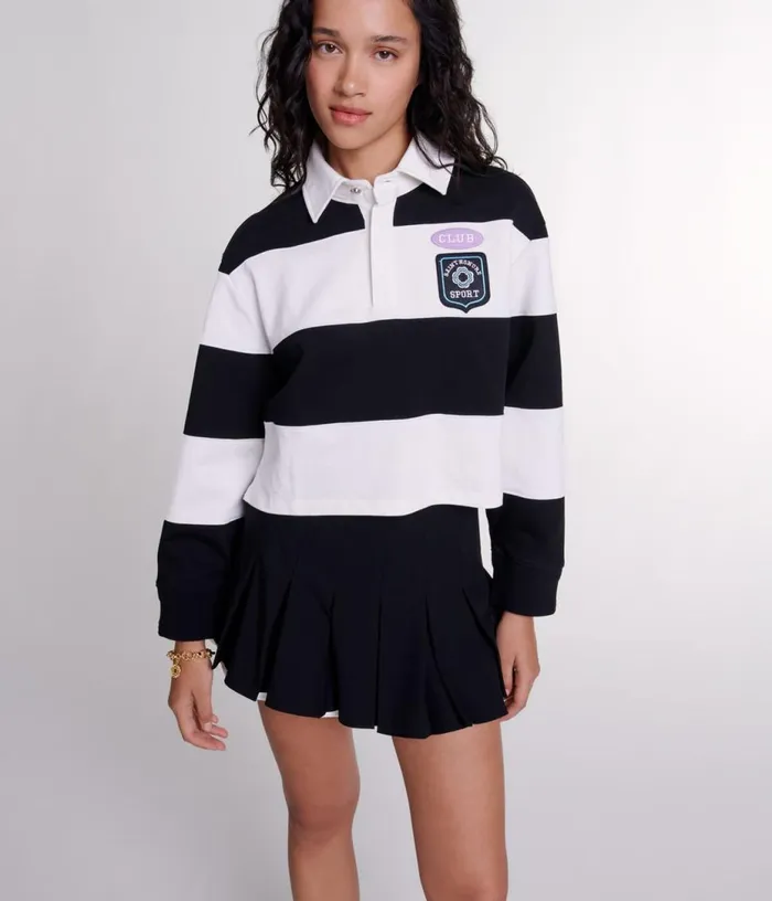 Maje Dualmaterial Pleated Skort Women Skirts and Shorts