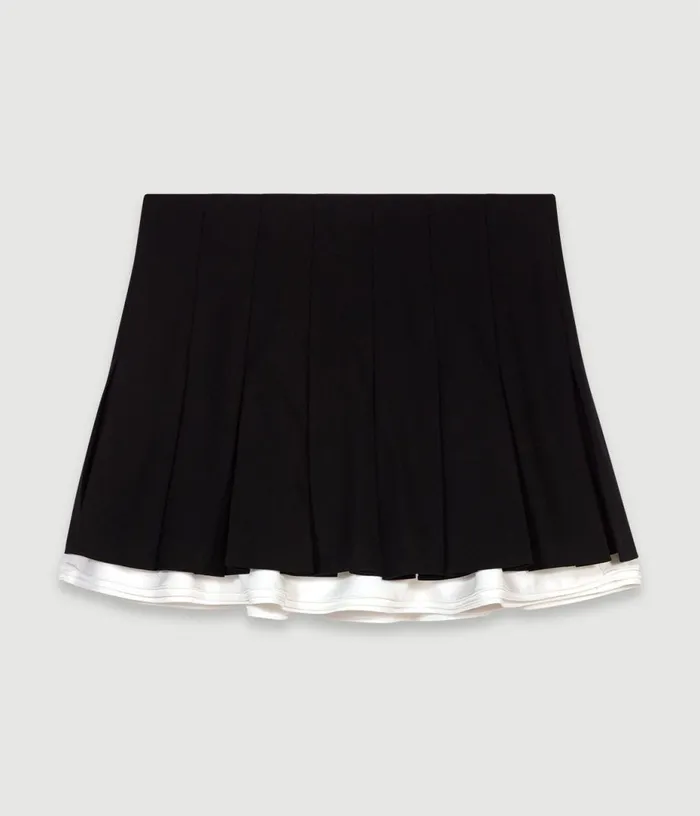 Maje Dualmaterial Pleated Skort Women Skirts and Shorts