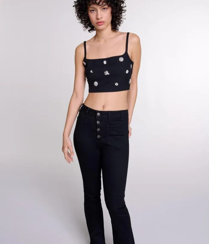 Maje Jeans With Pockets Flared At The Bottom Women Pants and Jeans