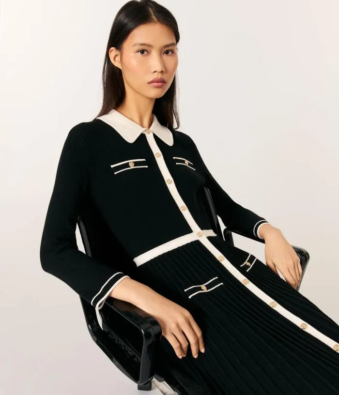Maje Knit Maxi Dress Women Dresses