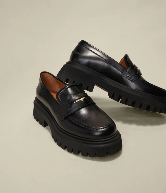 Maje Leather Platform Loafers Women Loafers and Mules
