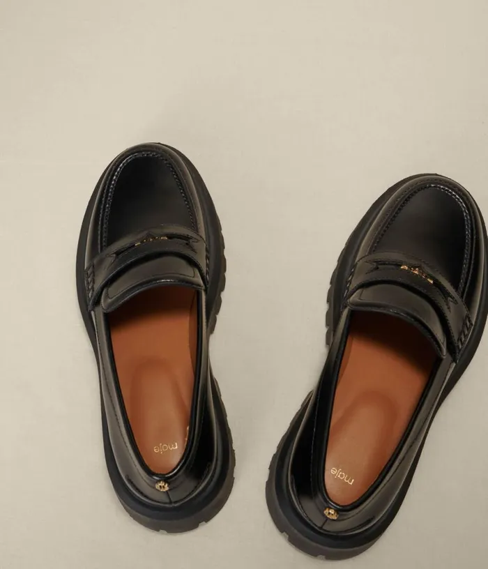 Maje Leather Platform Loafers Women Loafers and Mules