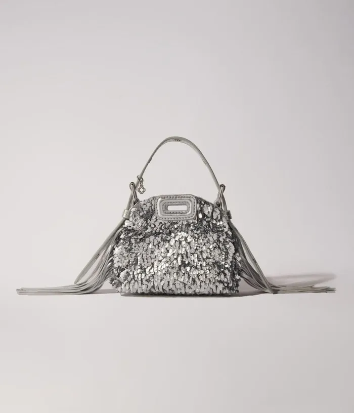 Maje Miss M Nano Bag With Silver Sequins Women Mini Bags