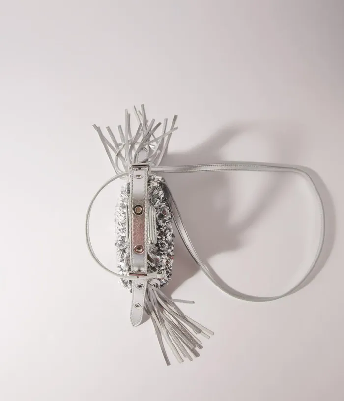 Maje Miss M Nano Bag With Silver Sequins Women Mini Bags