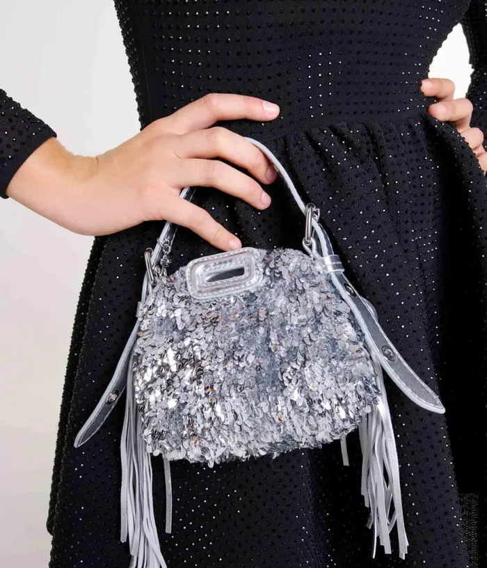Maje Miss M Nano Bag With Silver Sequins Women Mini Bags
